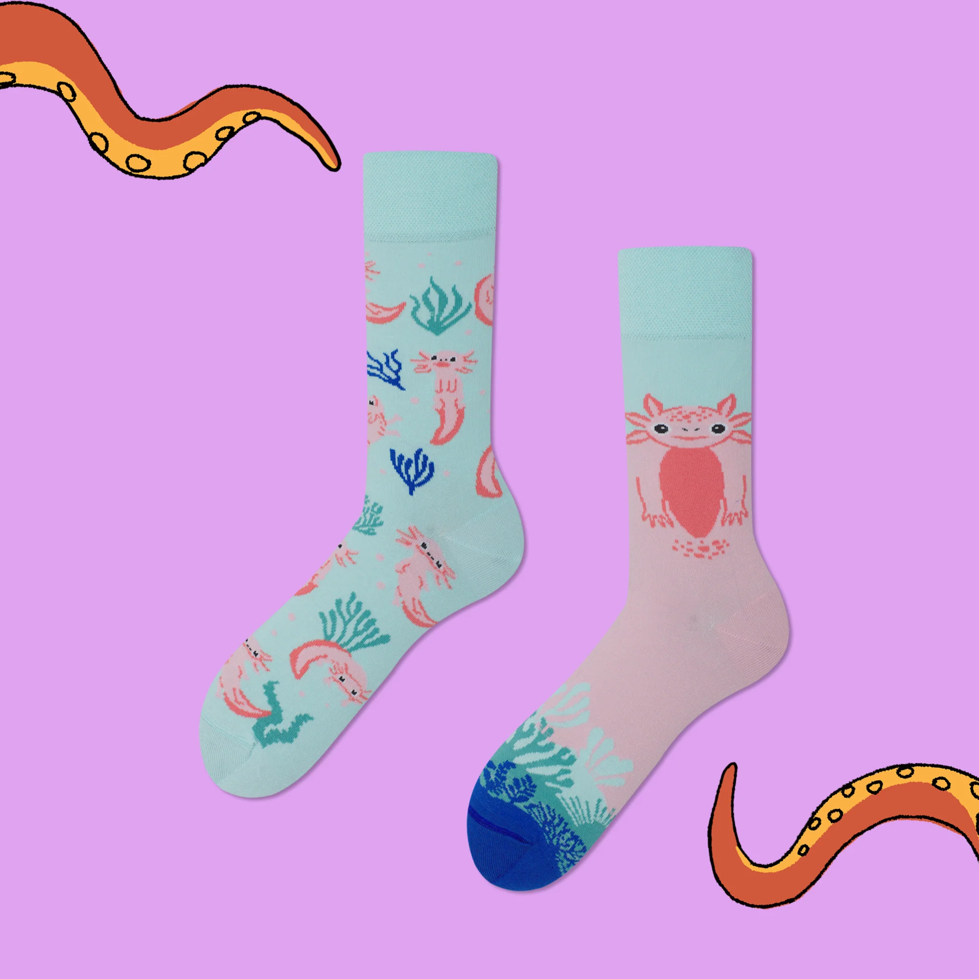 A Lot of Axolotls Mismatched Socks - Image 2