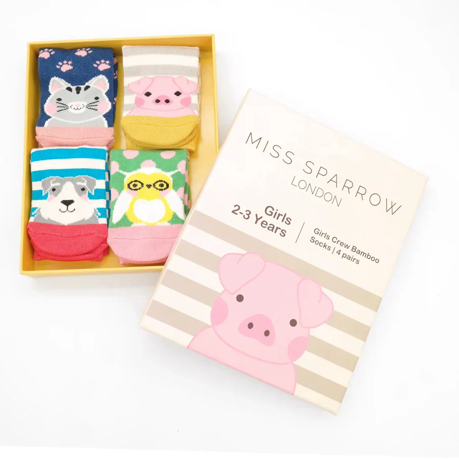 Animal Kids Bamboo Gift Box Socks - Miss Sparrow - Image 4