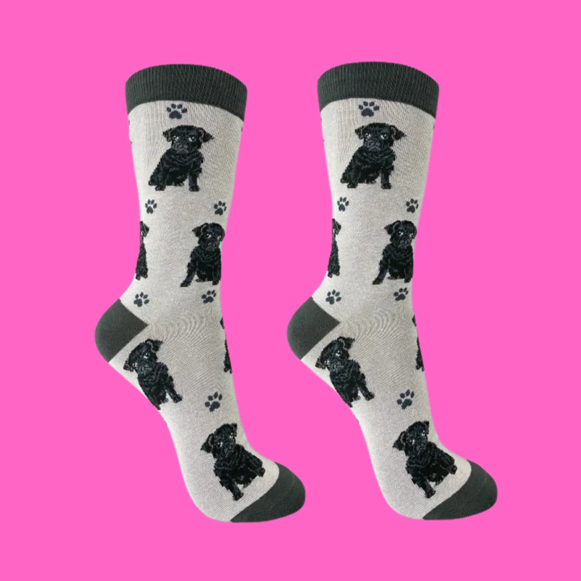 Black Pug Dog Full Body Socks - Image 2