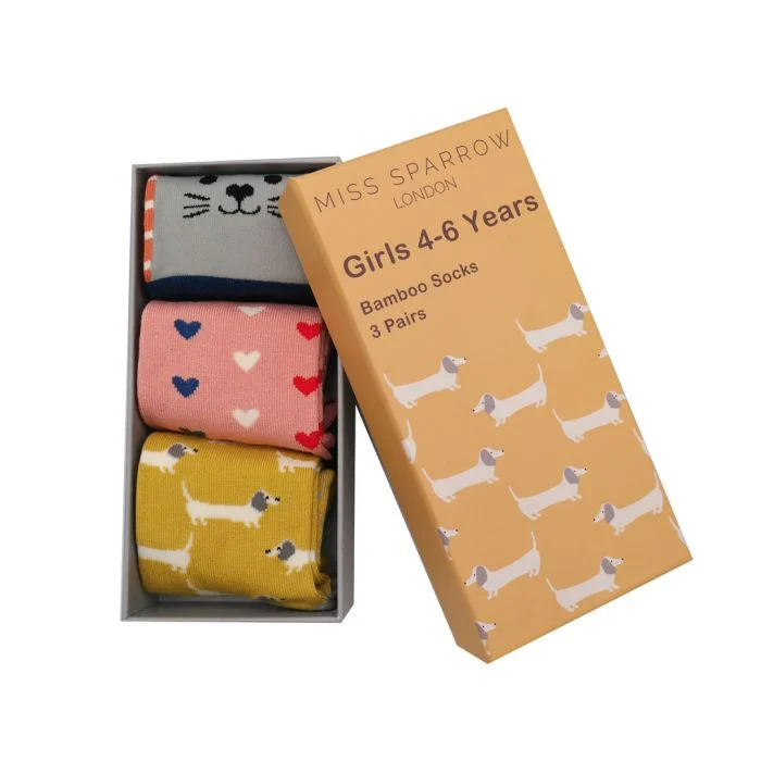Cat and Dogs Kids Bamboo Gift Box Socks - Miss Sparrow - Image 5
