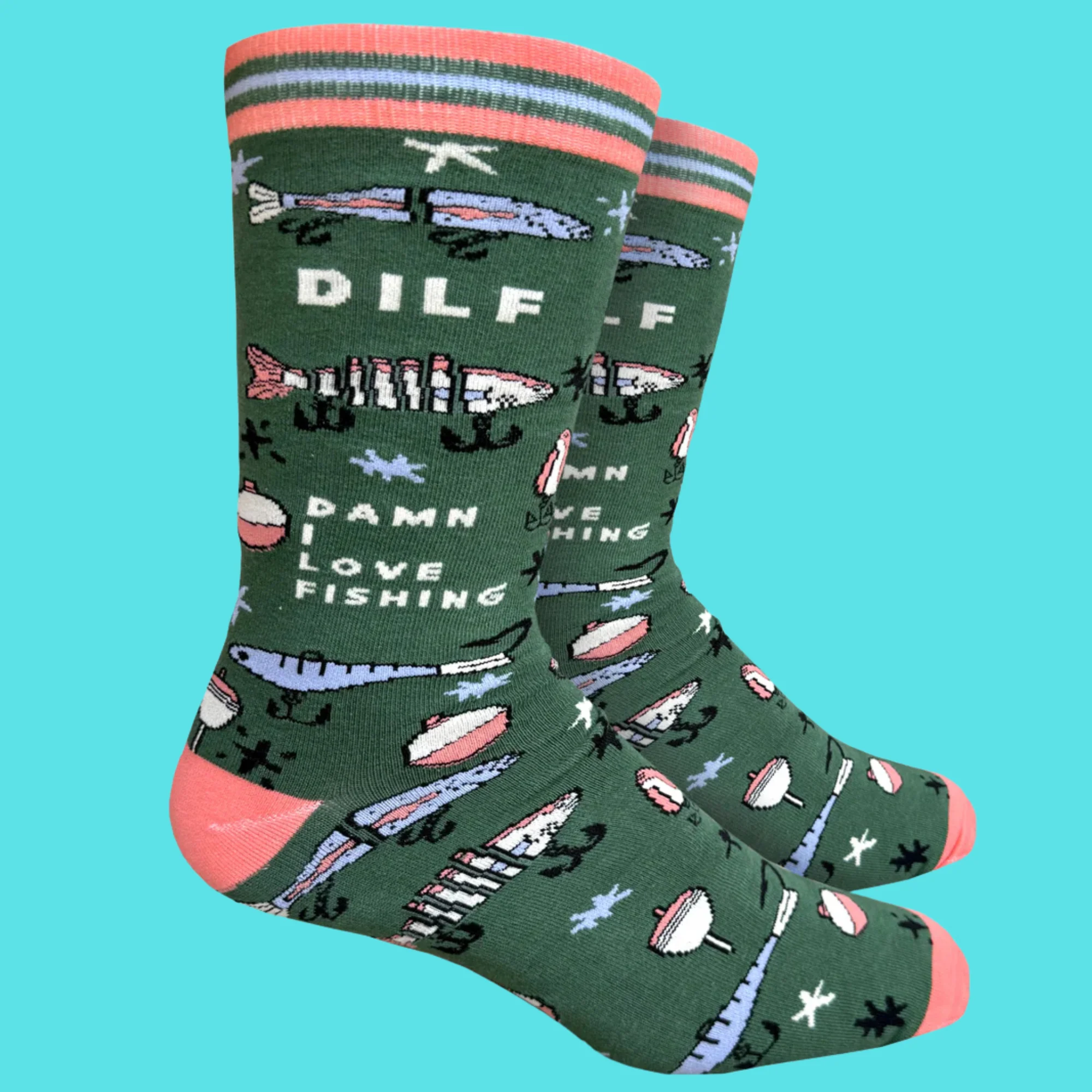 DILF: Damn I Love Fishing Socks - Large - Image 2
