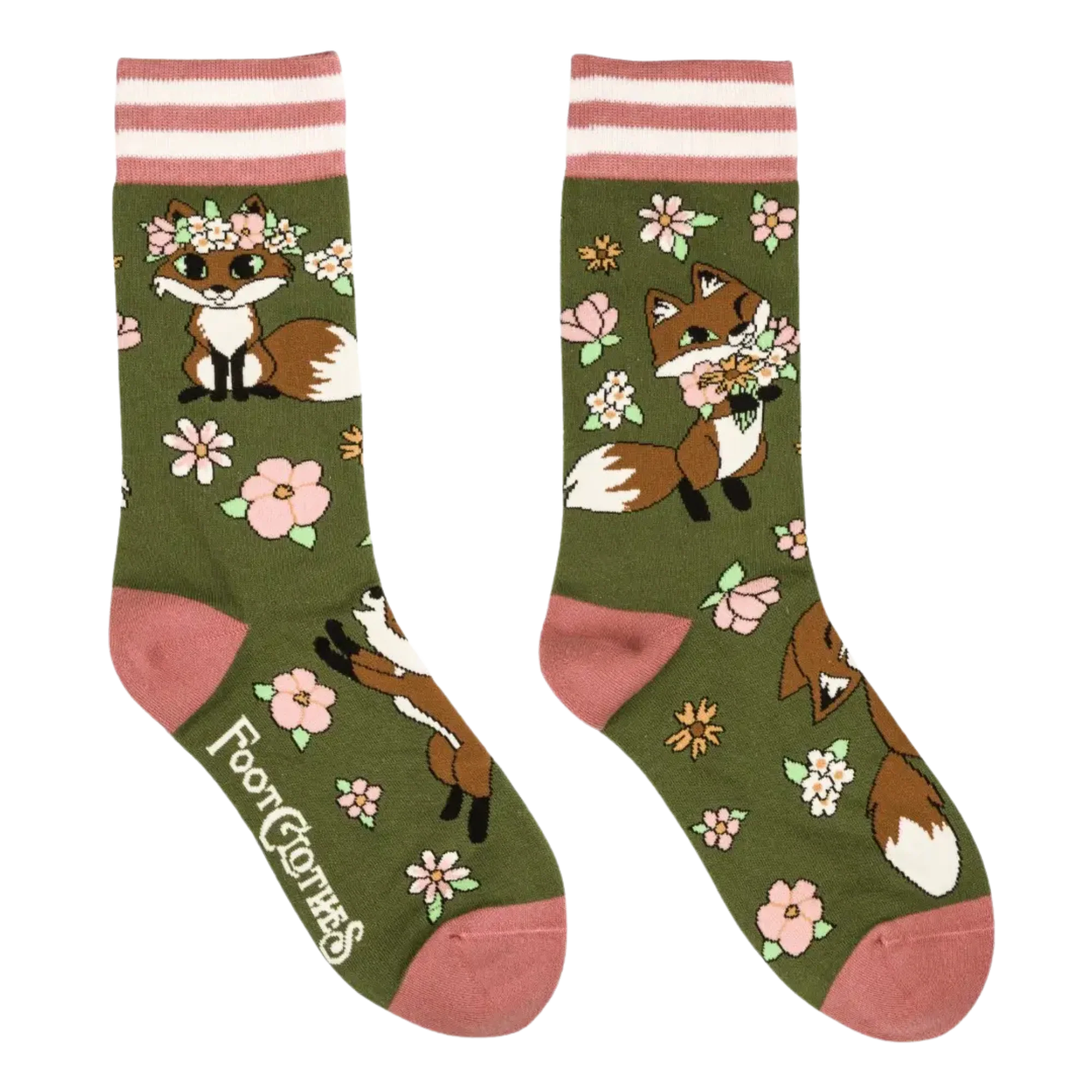 Floral Foxes Crew Socks