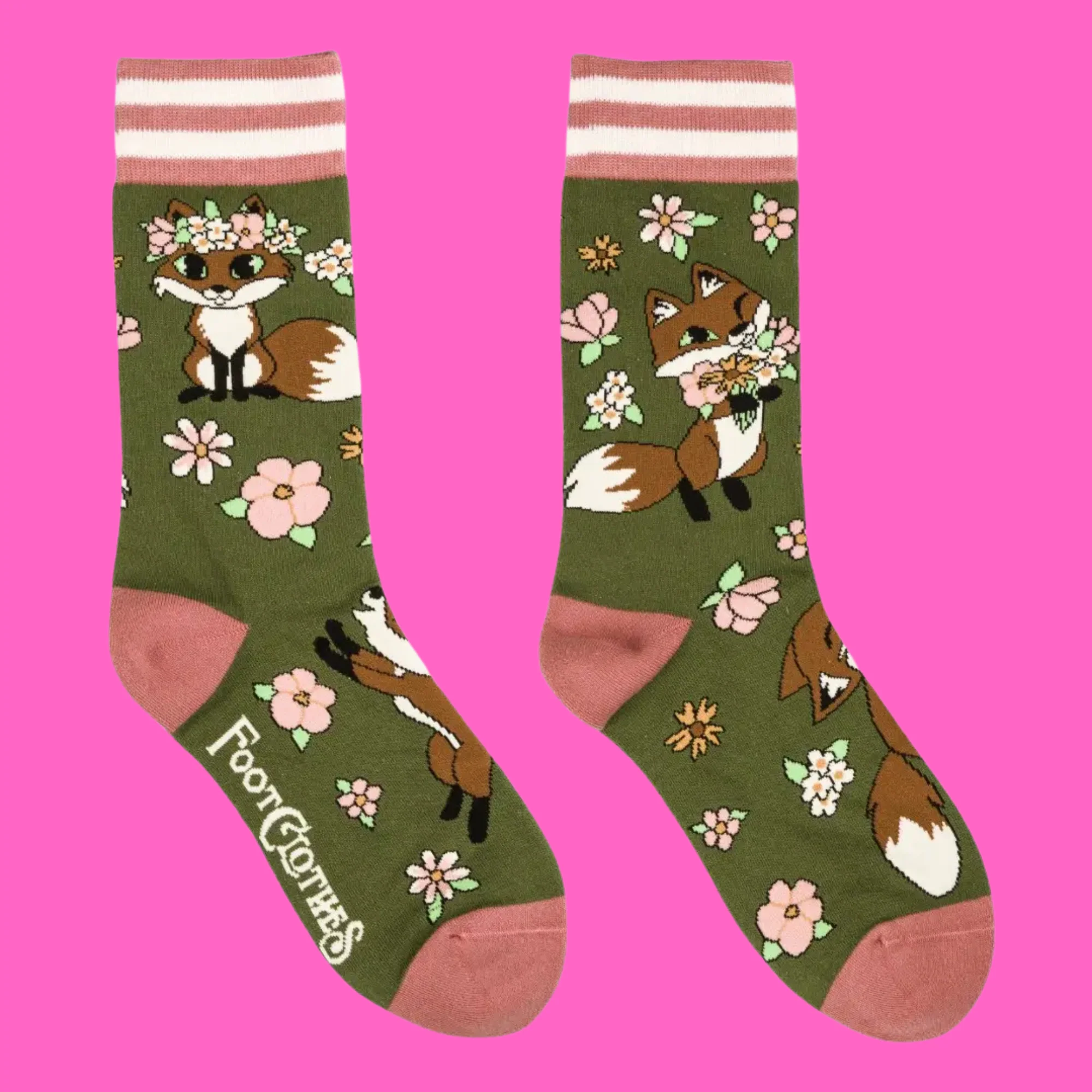 Floral Foxes Crew Socks - Image 2