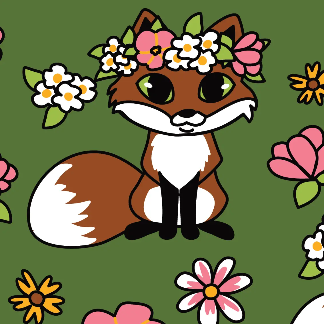 Floral Foxes Crew Socks - Image 4