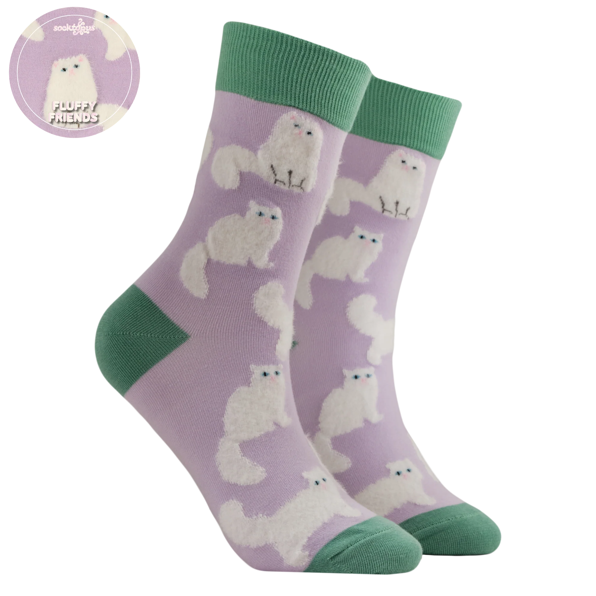 Fluffy White Cats Mini Socks