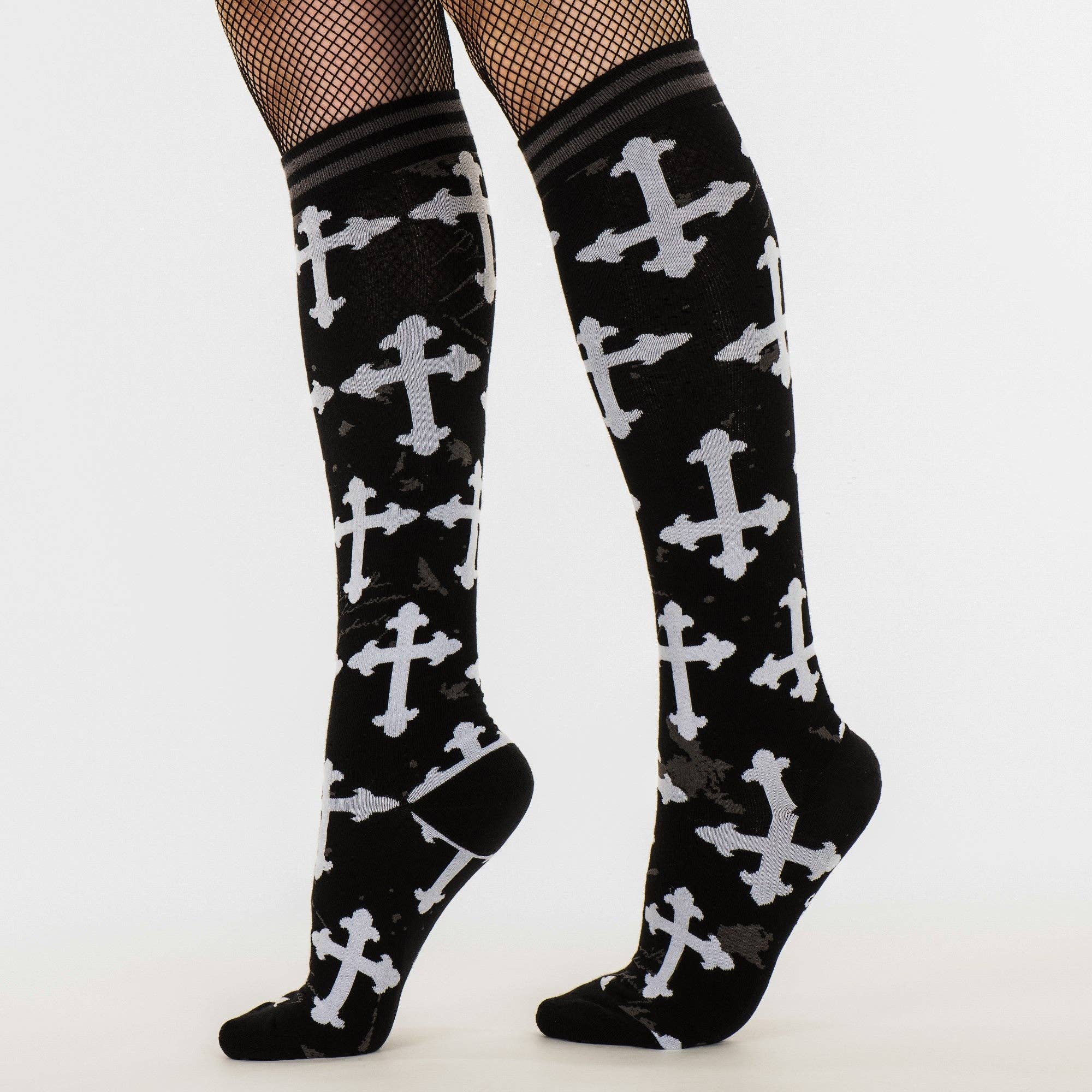 Gothic Crosses Knee High Socks - Image 3