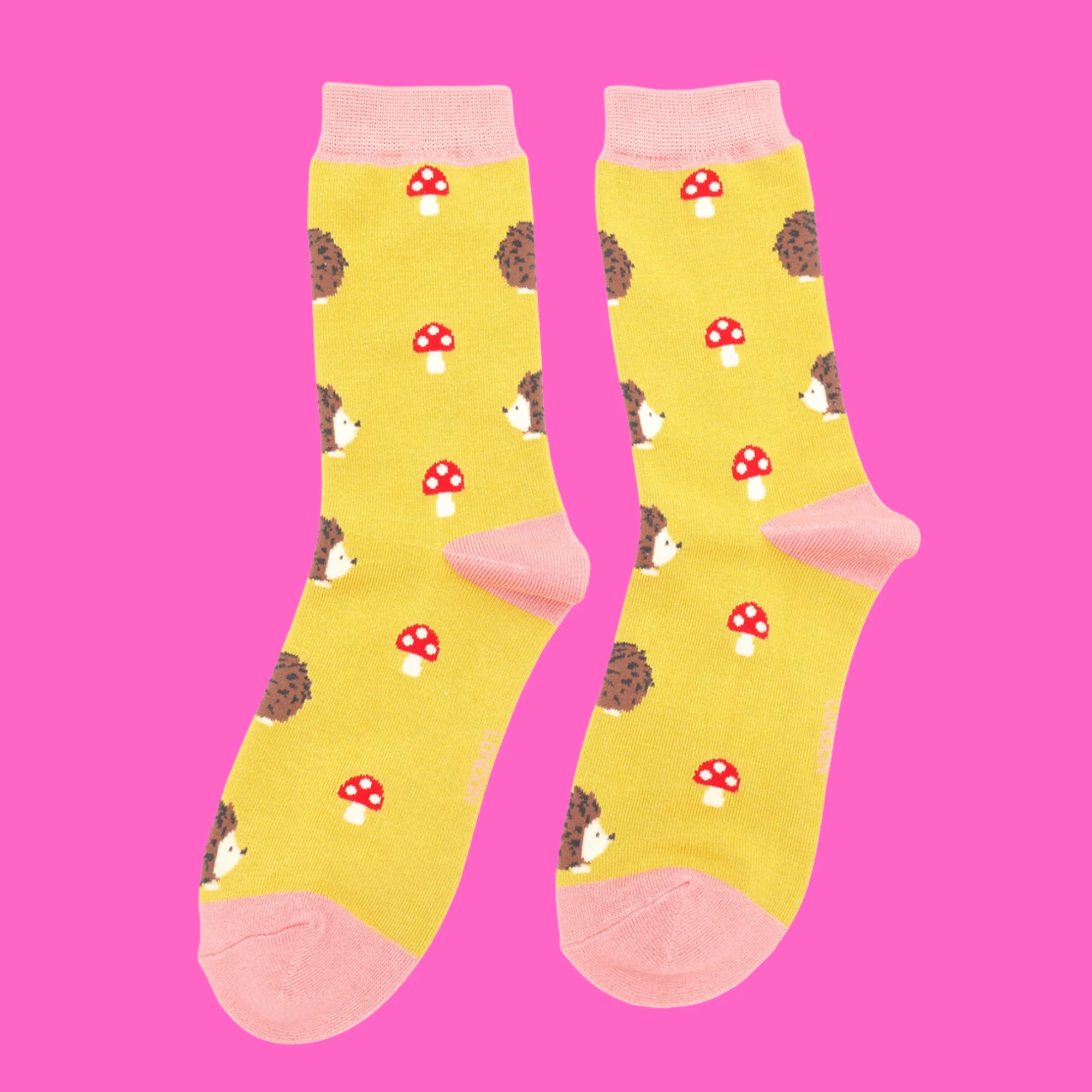 Hedgehogs and Toadstools Bamboo Socks - Miss Sparrow - Image 4