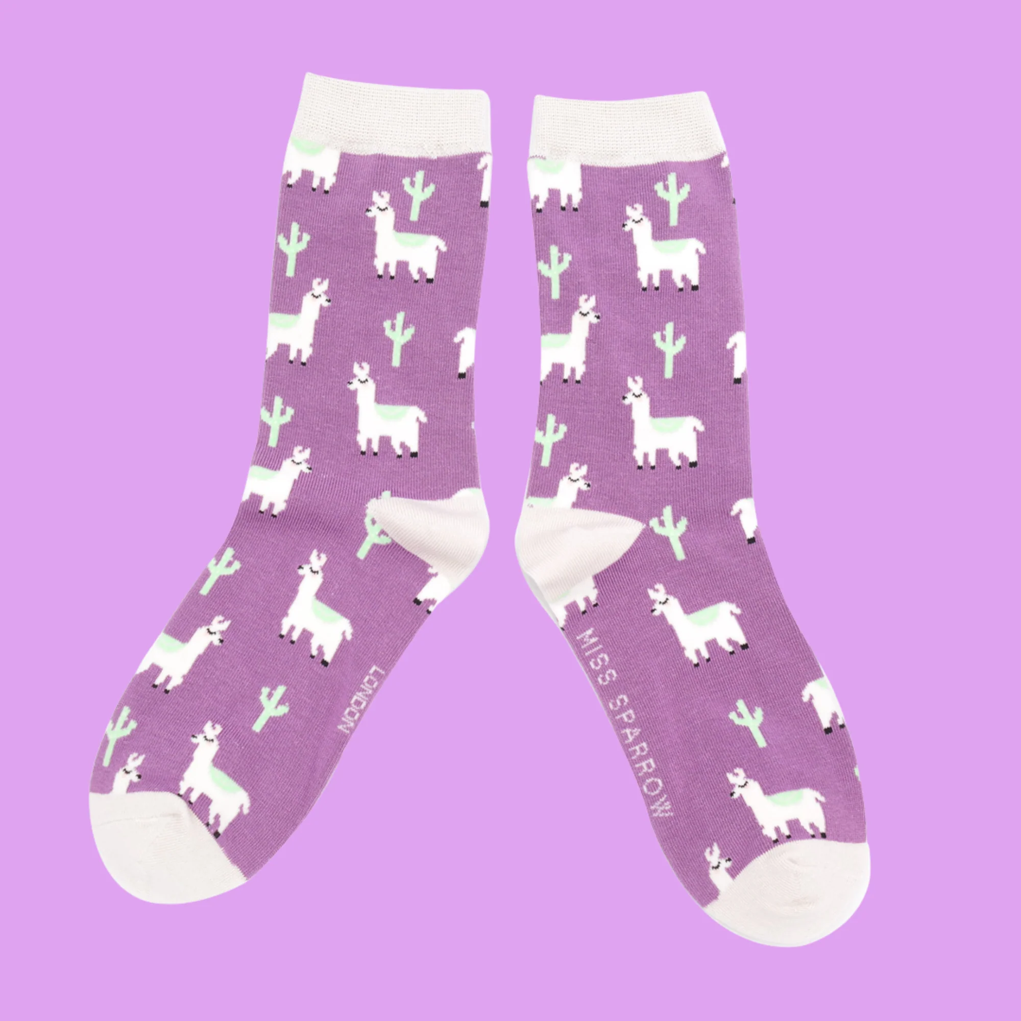 Llama & Cactus Bamboo Socks - Miss Sparrow - Image 5