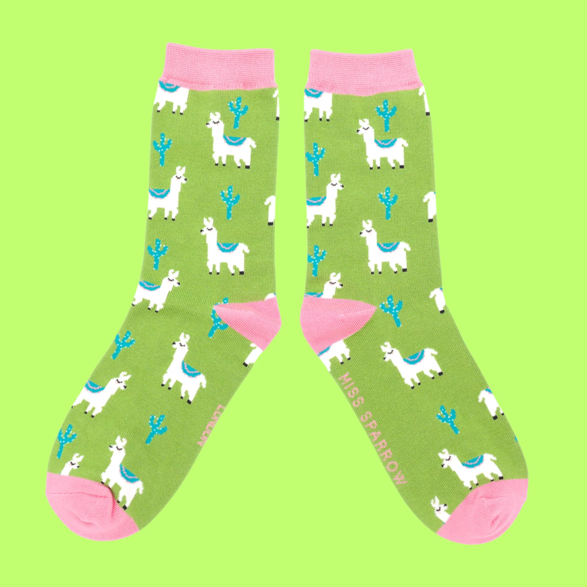 Llama & Cactus Bamboo Socks - Miss Sparrow - Image 6