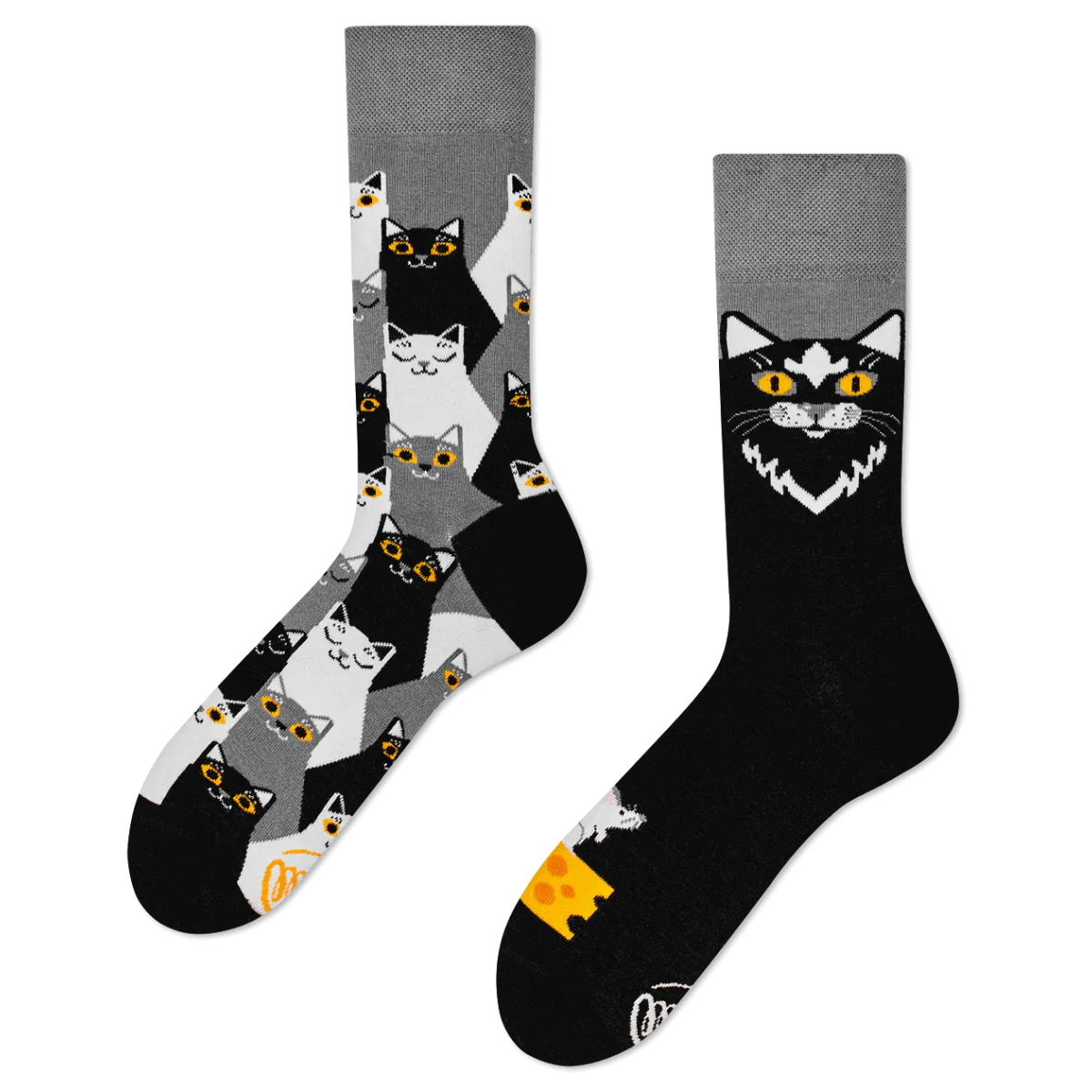 Black Cat Mismatched Socks