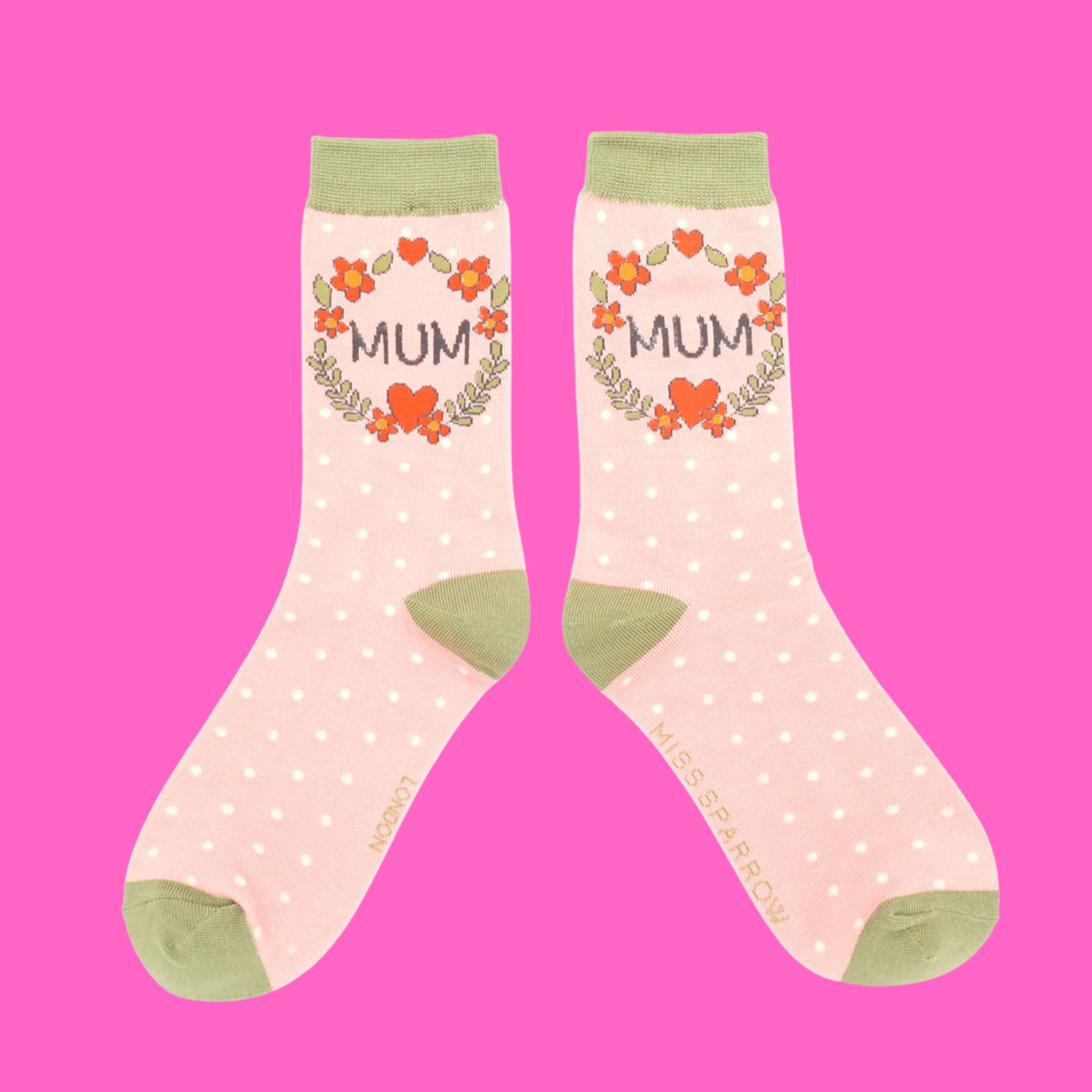 Mum Floral Wreath Bamboo Socks - Miss Sparrow - Image 5