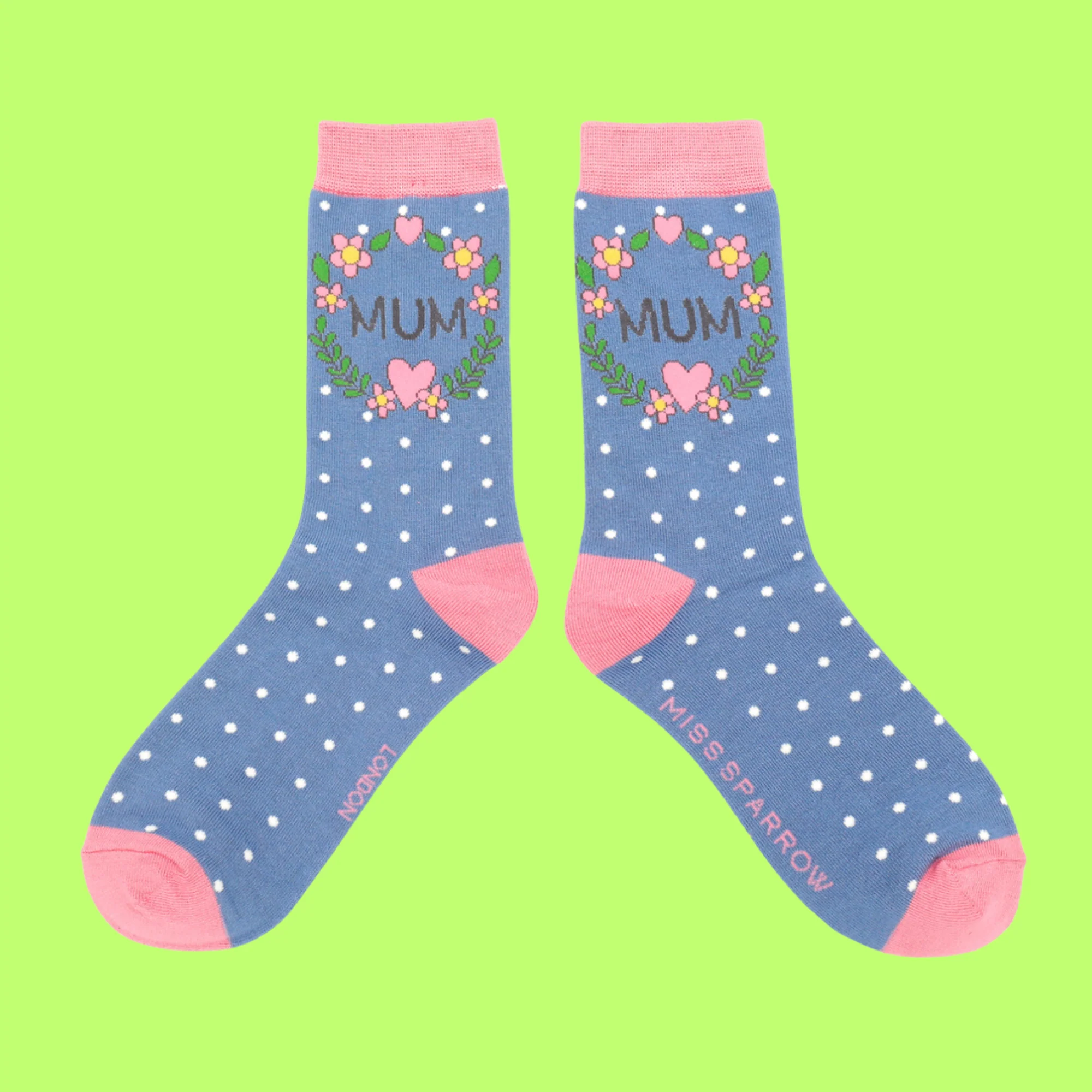 Mum Floral Wreath Bamboo Socks - Miss Sparrow - Image 6