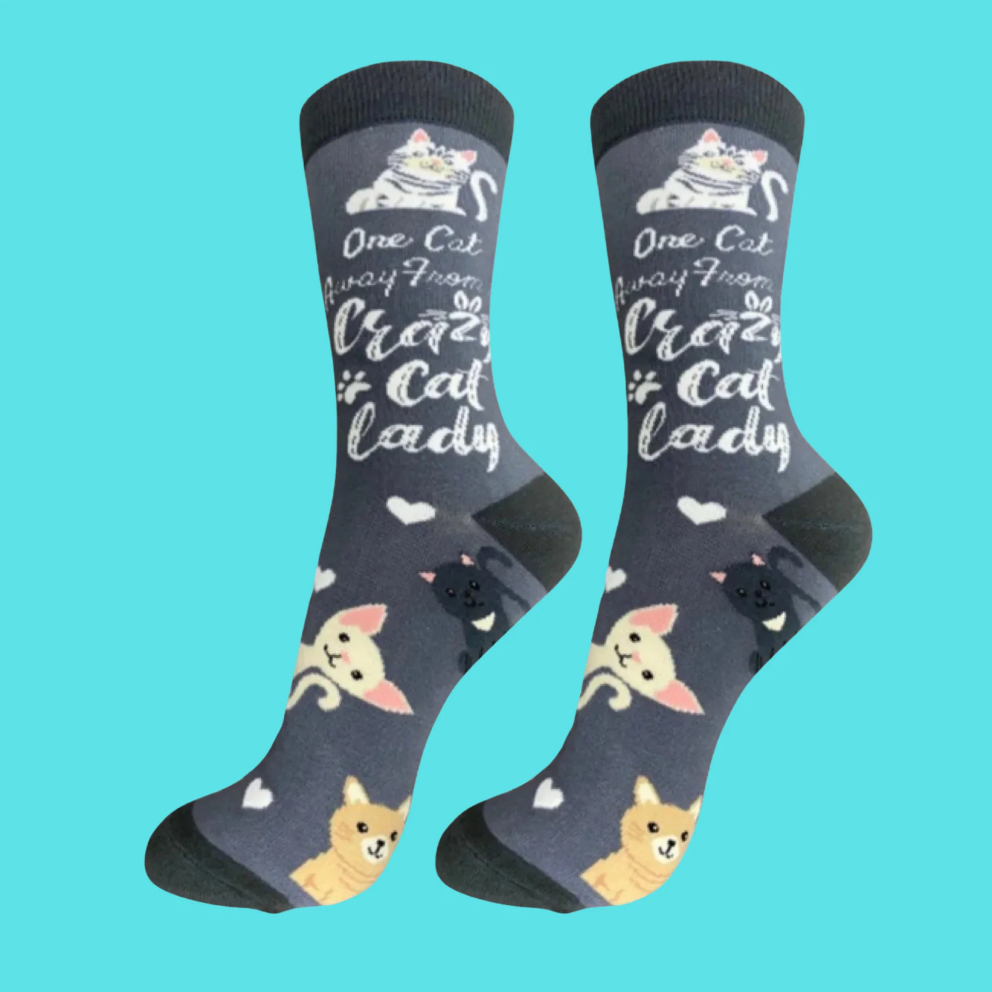 One Cat Away From Crazy Cat Lady Socks - Image 2