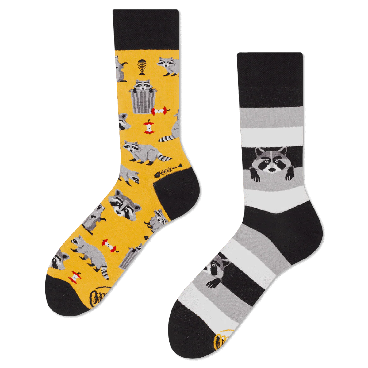 Raccoon Bandit Mismatched Socks