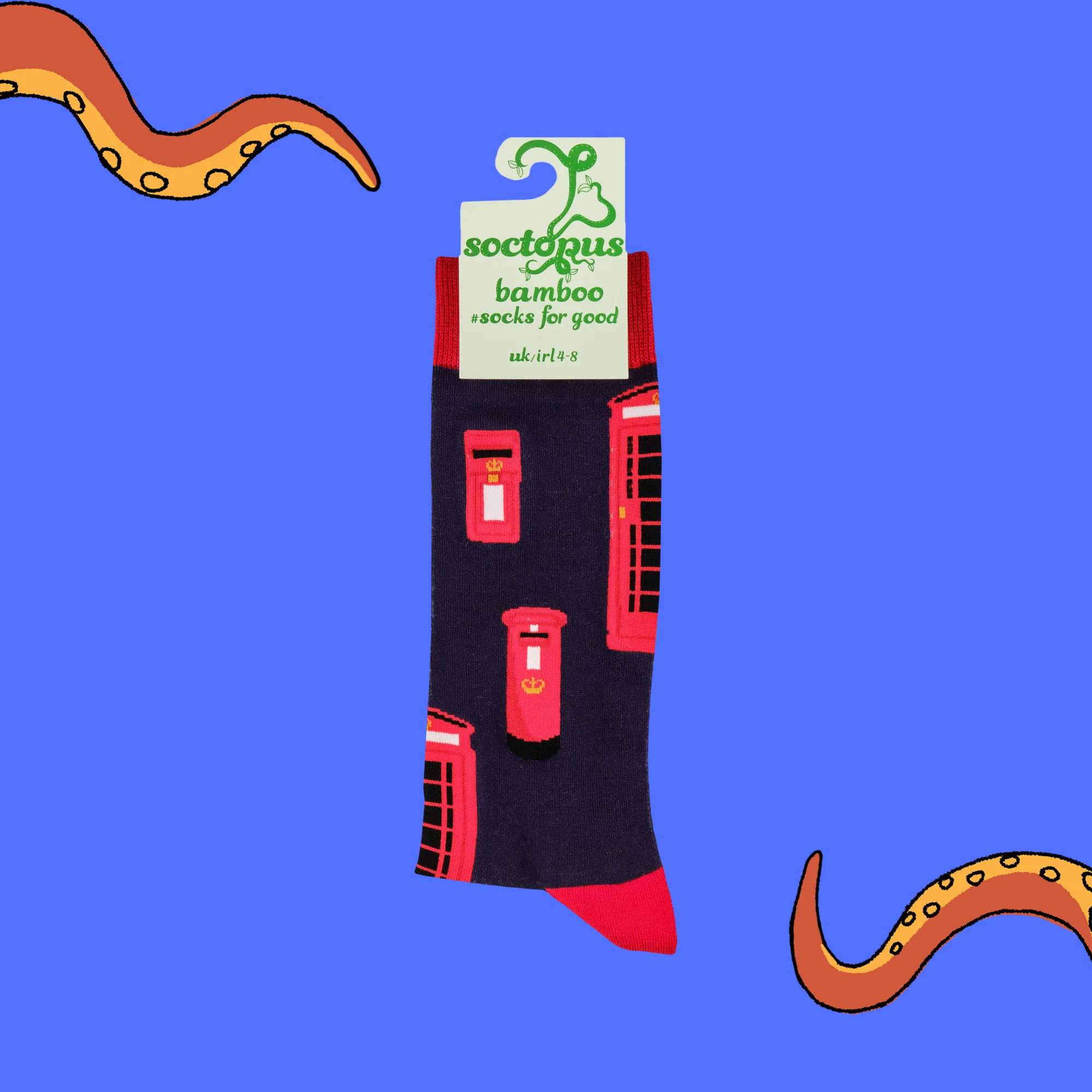 Bamboo Socks - Red Telephone - Image 4