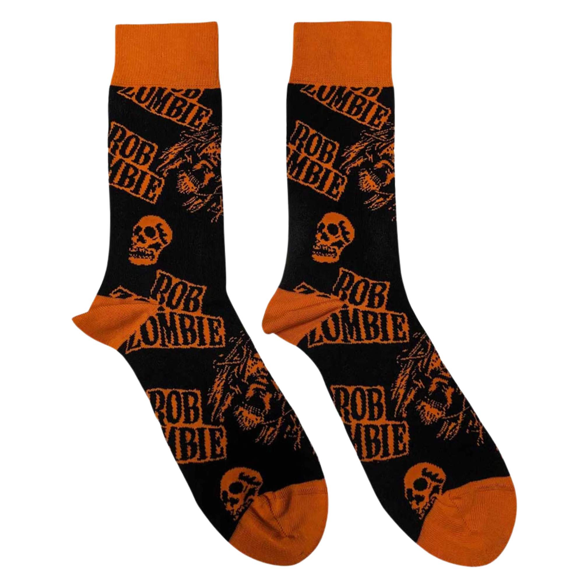 Rob Zombie Skull Face Orange Socks