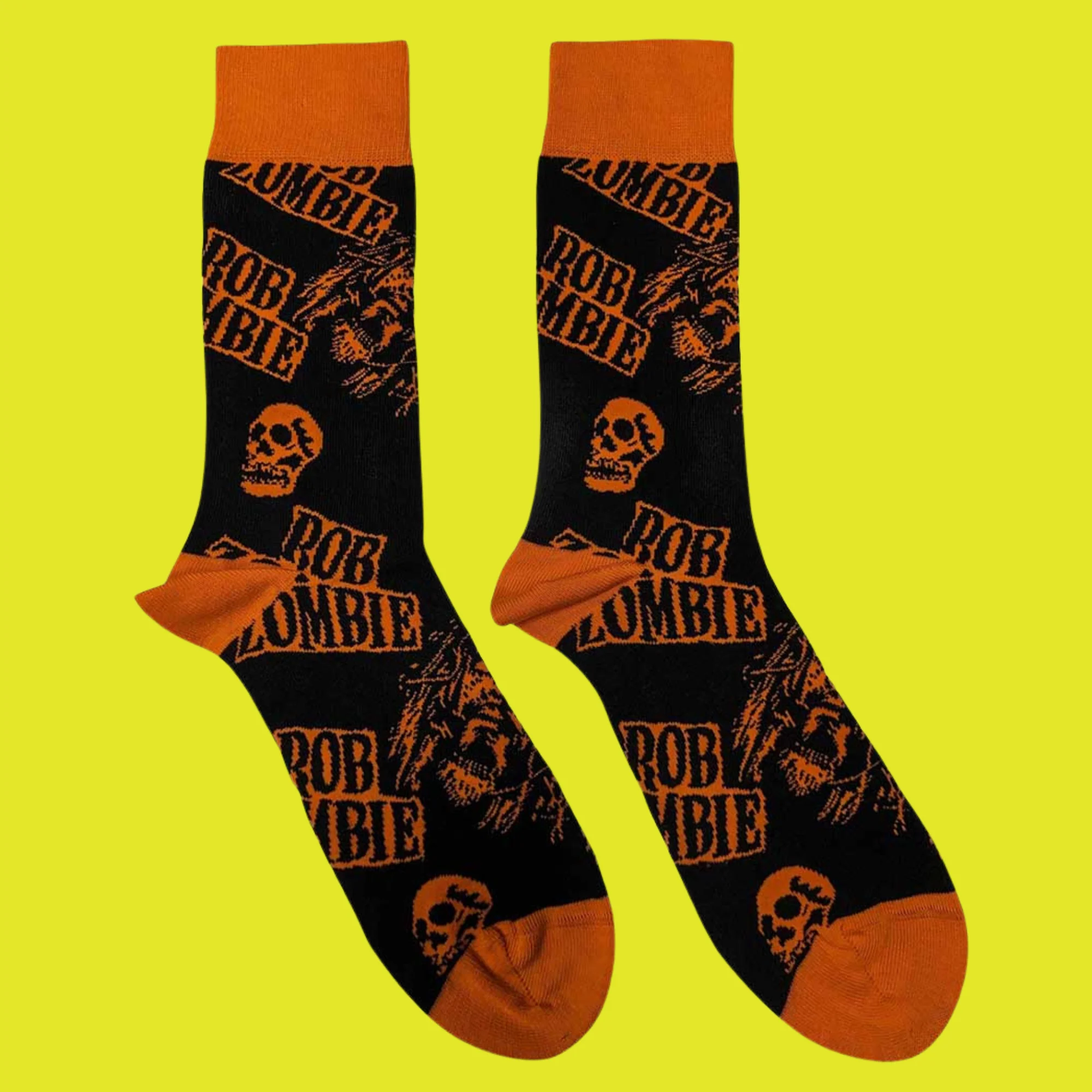 Rob Zombie Skull Face Orange Socks - Image 2
