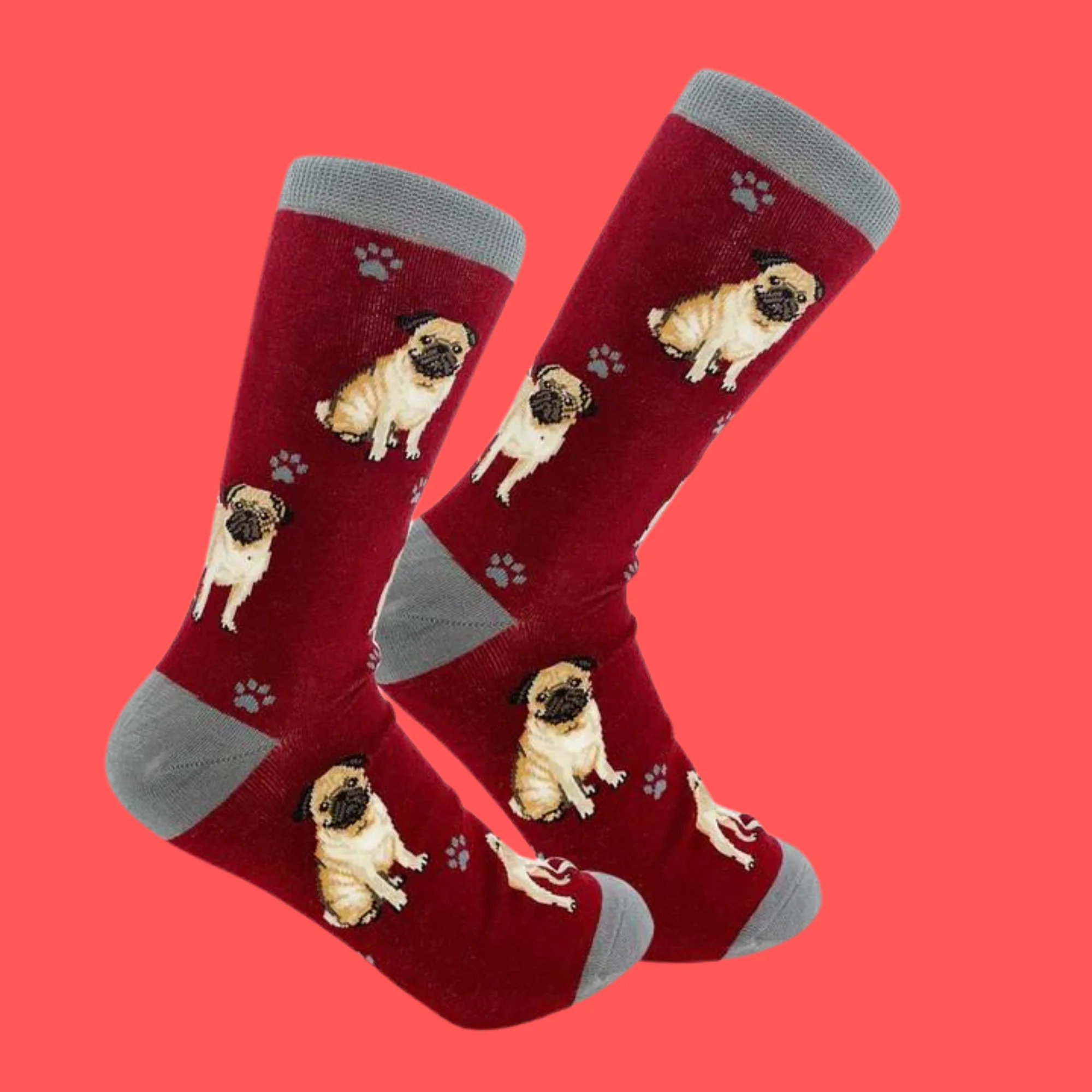 Tan Pug Dog Full Body Socks - Image 2