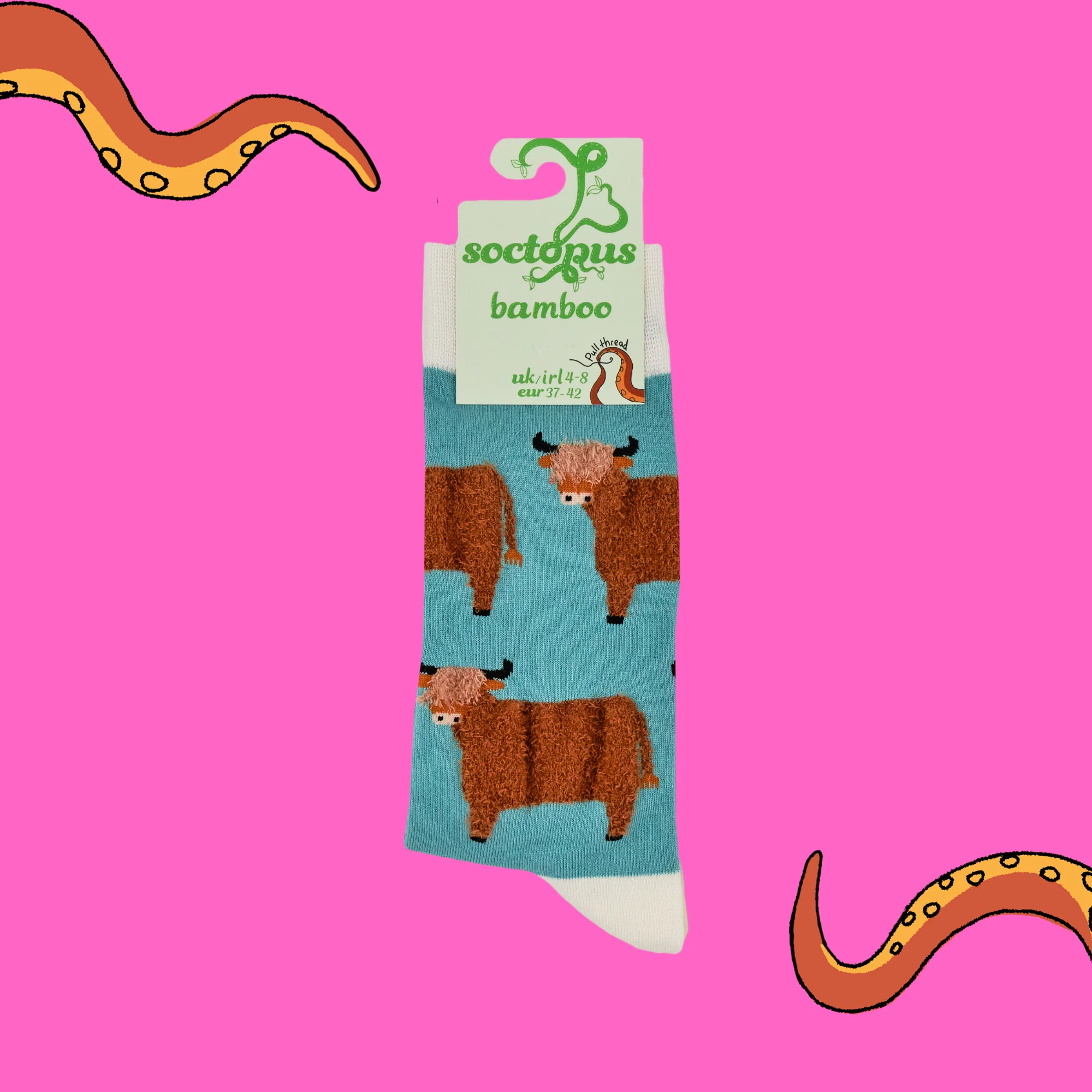 Bamboo Socks - Wee Hairy Coo Highland Cow - Image 10