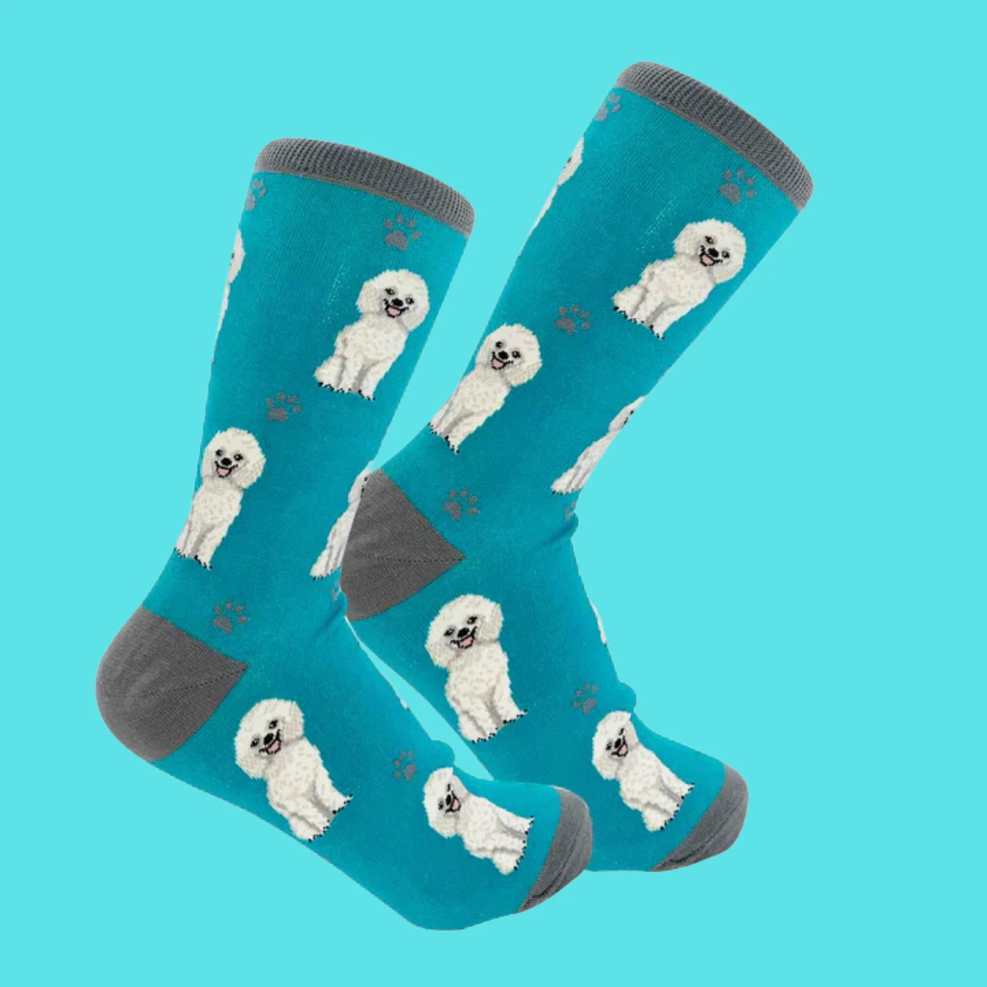 White Poodle Dog Full Body Socks - Image 2